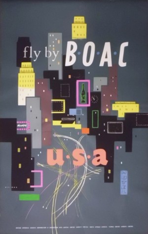 Original 1954 BOAC USA Travel Poster
